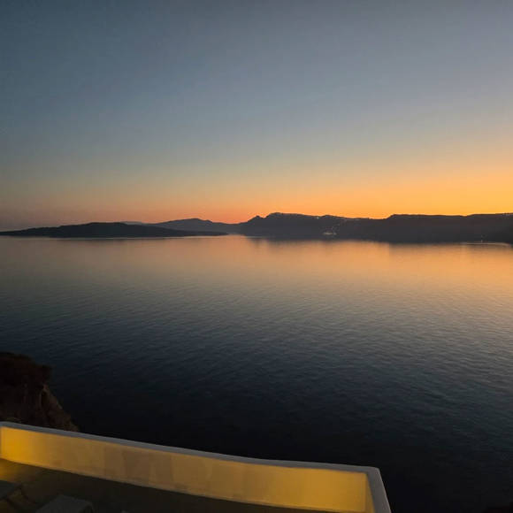 Sunset caldera view from Santorini View Hotel by Trend Hotels overlooking the Aegean Sea